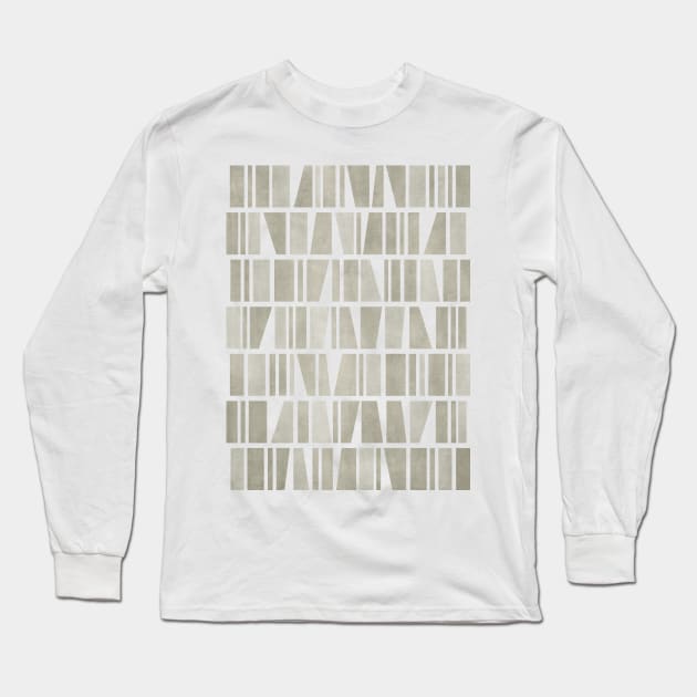 Monochromatic Mosaic in Beige Long Sleeve T-Shirt by FAROSSTUDIO